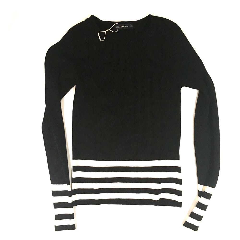 Zara Navy top with stripe detail